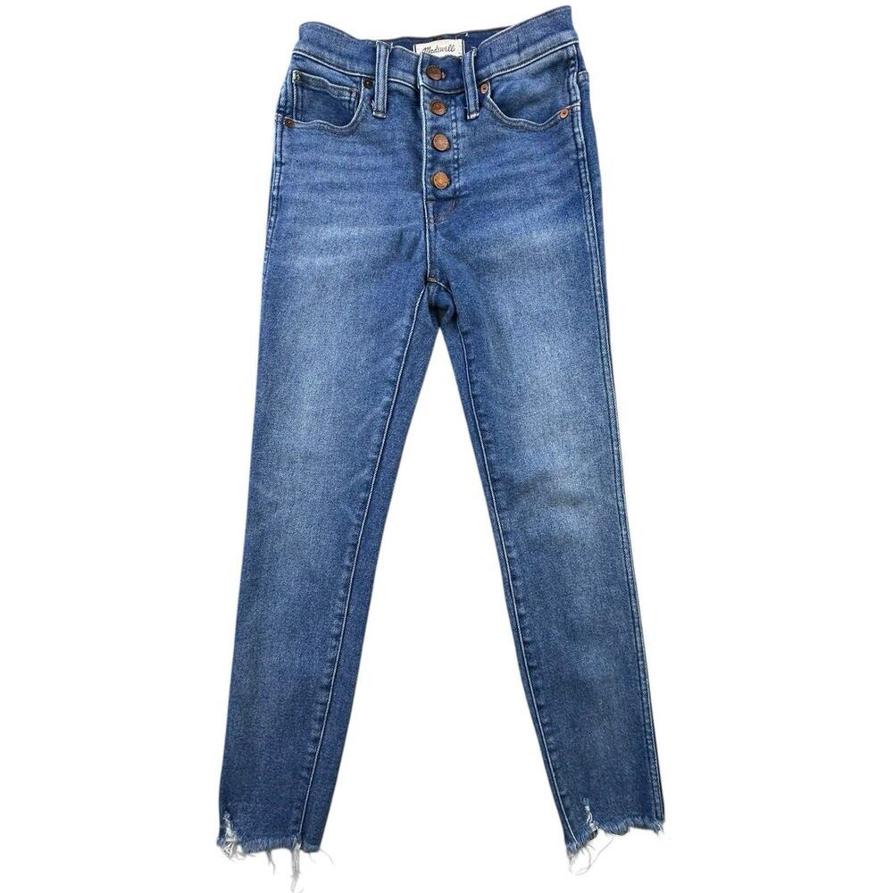 Madewell Jeans Womens Size 25  Blue Denim High Rise Skinny Button Fly Raw Hem